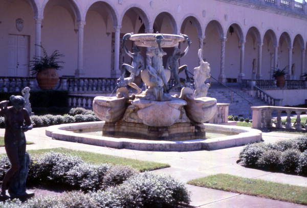 View of fountain in the courtyard garden at the John and Mable Ringling Museum of Art in Sarasota, Florida.
