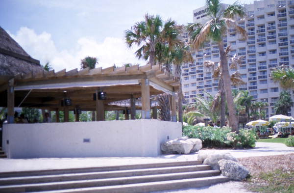 View of the outdoor lounge at the Sheraton Bal Harbour Hotel.