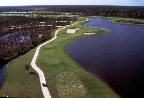 Bird's eye view overlooking a part of the LPGA International golf club course in Daytona Beach, Florida.