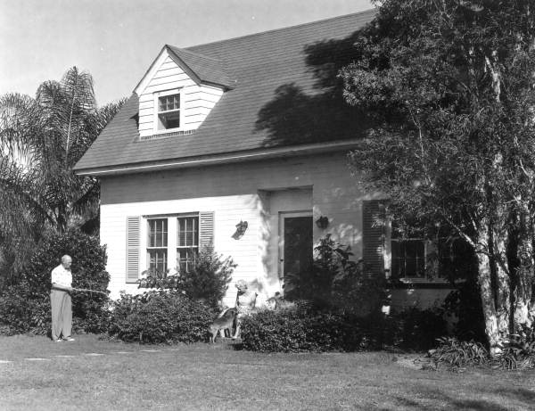 Mr. & Mrs. W.S. Schoenthaler in front of their house - Winter Haven, Florida