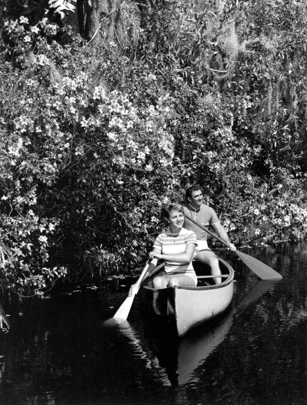 Donna Gardner with Al Leaman in a canoe - Lake Eloise, Florida