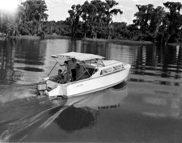 Family on their cabin cruiser in Central Florida