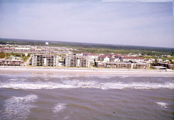 Aerial view of buildings along the beach - Jacksonville, Florida
