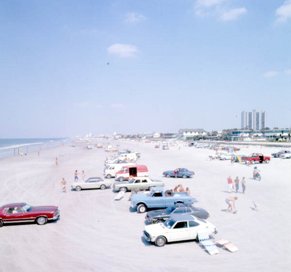 View of cars parked on the beach - Jacksonville, Florida