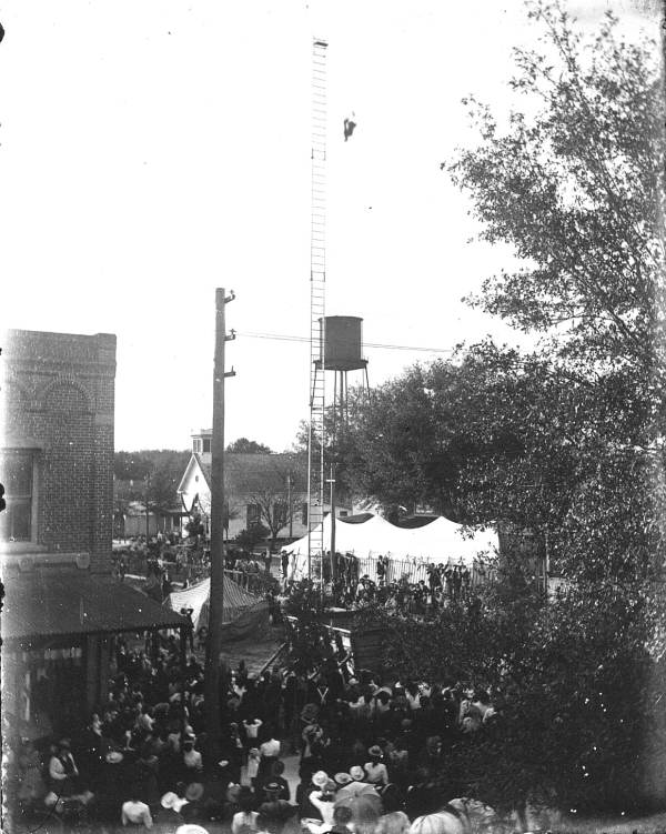 High-diver captured during his act