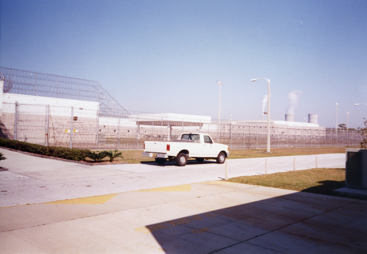Truck parked in front of the Orange Correctional Institution in Orlando.