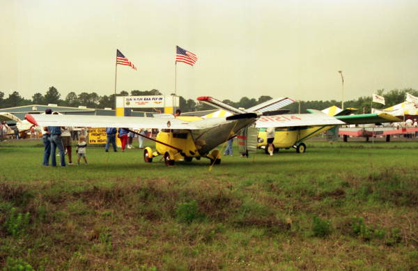 View showing Aerocars on display at the Lakeland airport during the EAA Fly-In.