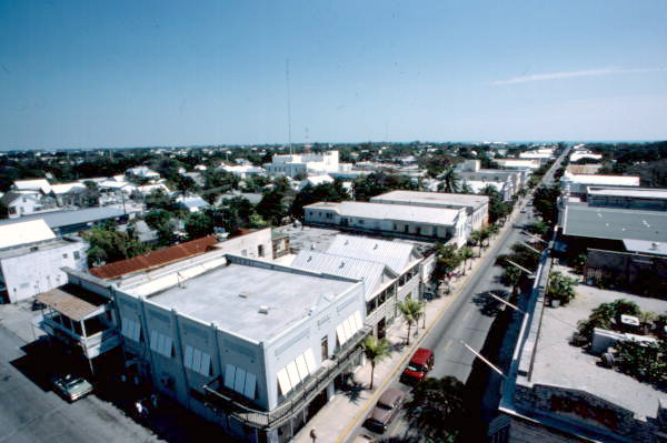 View of the rooftops and Duval Street from the La Concha Hotel - Key West, Florida.