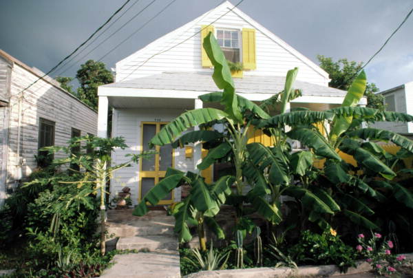 Conch house and banana trees at 923 Angela Street - Key West, Florida.