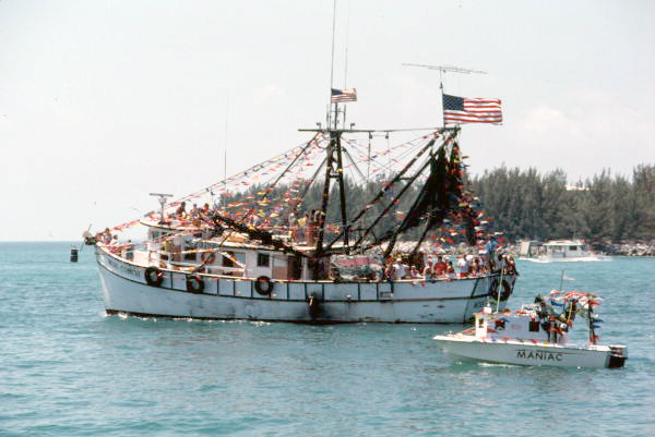 Blessing of the shrimp fleet off Mallory Square - Key West, Florida