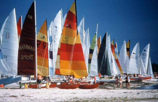 Hobie Cat sailboats on Smathers Beach at the end of South Roosevelt Boulevard - Key West, Florida