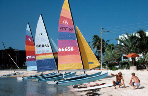 Hobie Cat sailboats on Smathers Beach at the end of South Roosevelt Boulevard - Key West, Florida