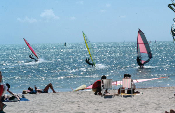 Windsurfers off Smathers Beach at the end of South Roosevelt Boulevard - Key West, Florida.