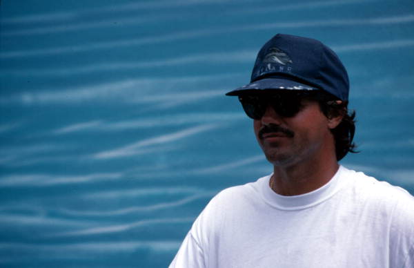 Internationally recognized artist "Wyland" during creation of the Whaling Wall - Key West, Florida