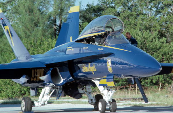Blue Angels F/A-18 Hornet parked at the Naval Air Station - Key West, Florida