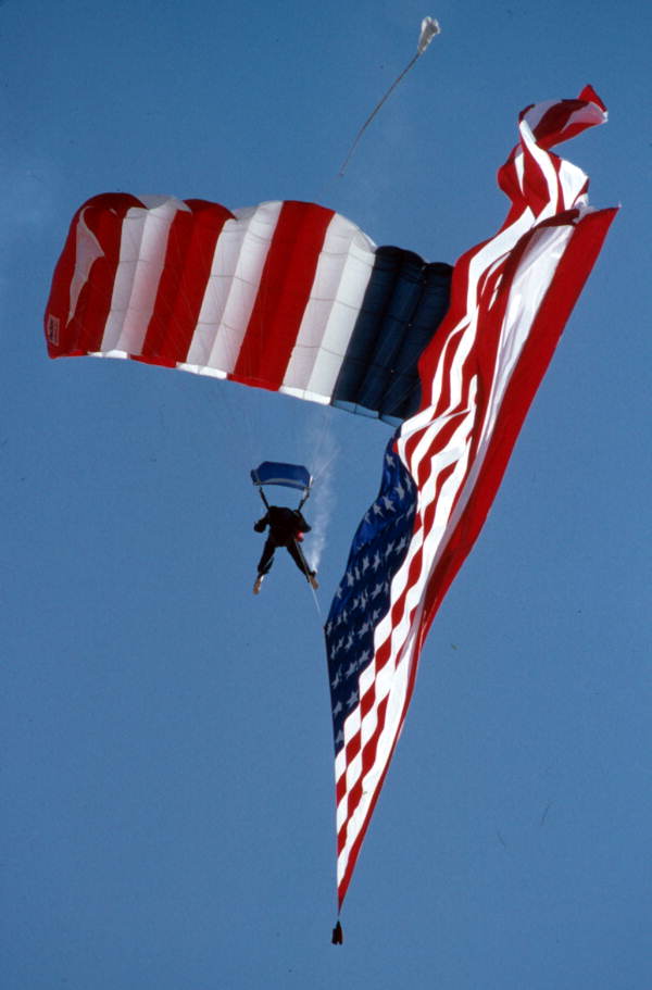 Parachute team performing at NAS Key West air show..
