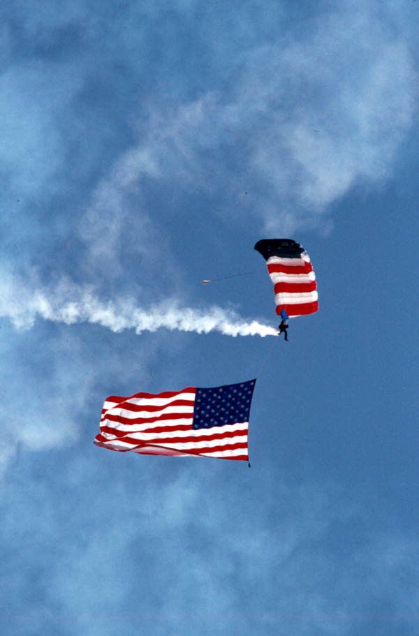 Parachute team performing at NAS Key West air show..