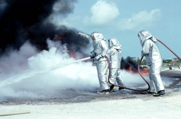 NAS Key West Fire Dept. conducting "Hot Drill" training with MB-1A crash truck..