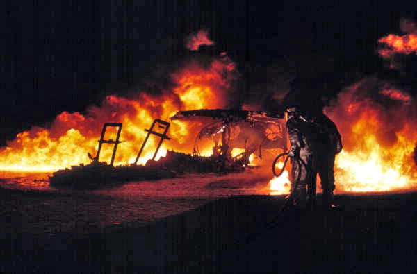 NAS Key West Fire Dept. conducting night "Hot Drills" training..