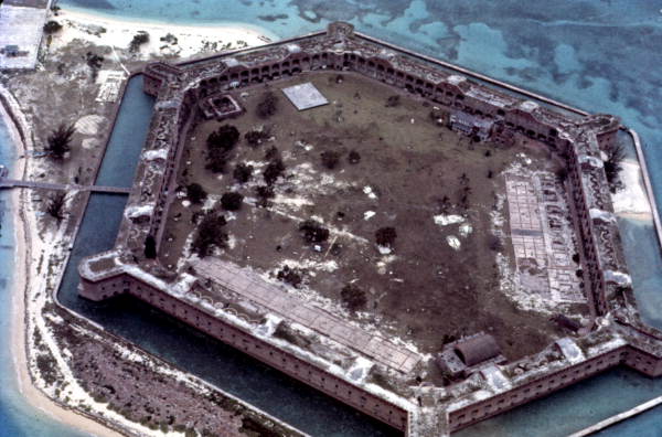 Aerial view of Fort Jefferson in the Dry Tortugas - Key West, Florida.