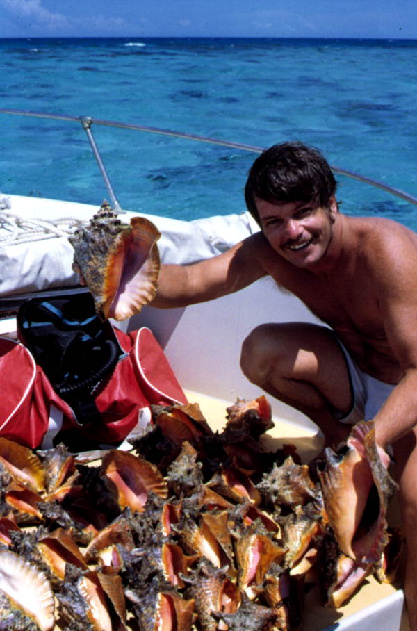 Dale McDonald with conch harvest.