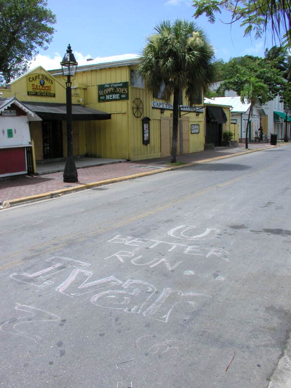 Graffiti on Greene Street in front of Capt. Tony's Saloon - Key West, Florida.
