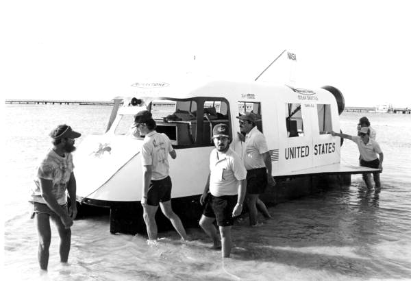 Participants in the 1st Annual Key West Raft Race gather at Monroe Beach, near the West Martello Tower, for the start of the race..