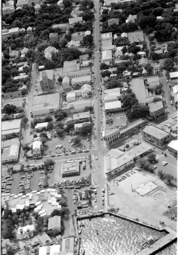Aerial view looking up Duval Street - Key West, Florida.