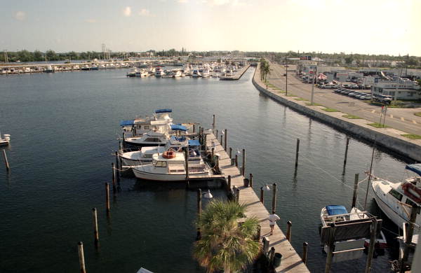 Looking towards the Garrison Bight Marina docks from the "Pelican Landing" resort on Eisenhower Drive - Key West, Florida.