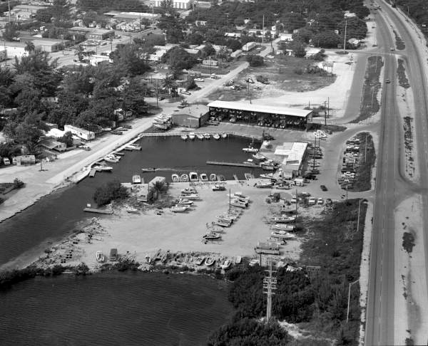 Aerial view of Boog Powell's marina near Key West - Stock Island, Florida