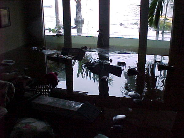 Flooding to Steve Luoma's living room in the Key Haven housing community during Hurricane Wilma - Key West, Florida.