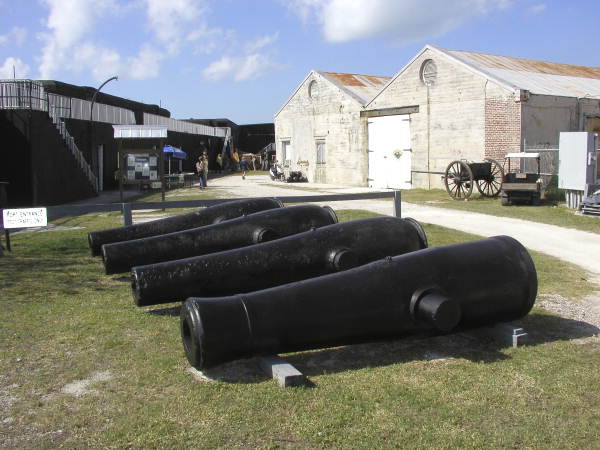 Cannons on display near the entrance to Fort Zachary Taylor - Key West, Florida