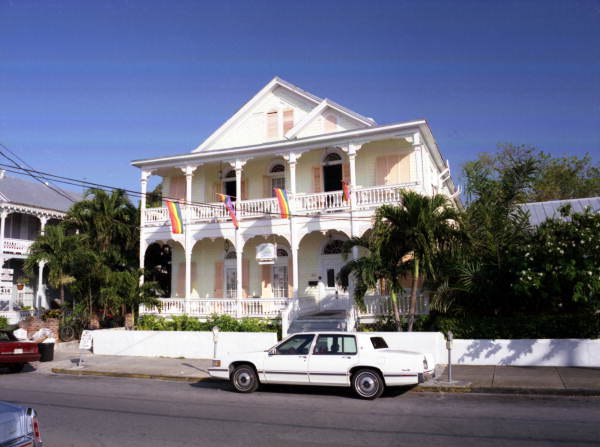 Restored Victorian style conch mansion on Fleming Street, Key West, Florida..
