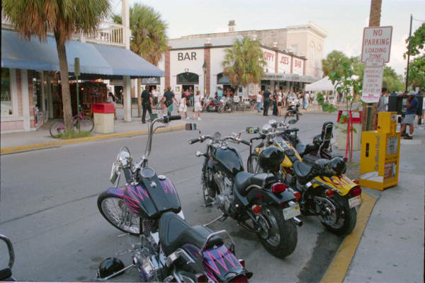 Looking down the street towards Sloppy Joe's Bar on Duval Street - Key West, Florida.