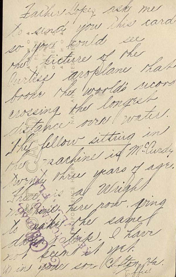 Back of a postcard
