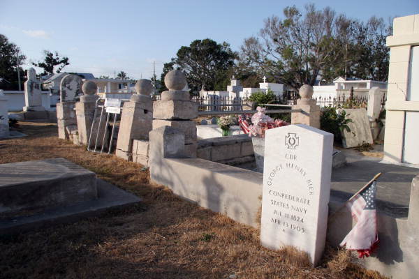View of Key West Cemetery showing grave site for Confederate States Navy soldier George Henry Bier.