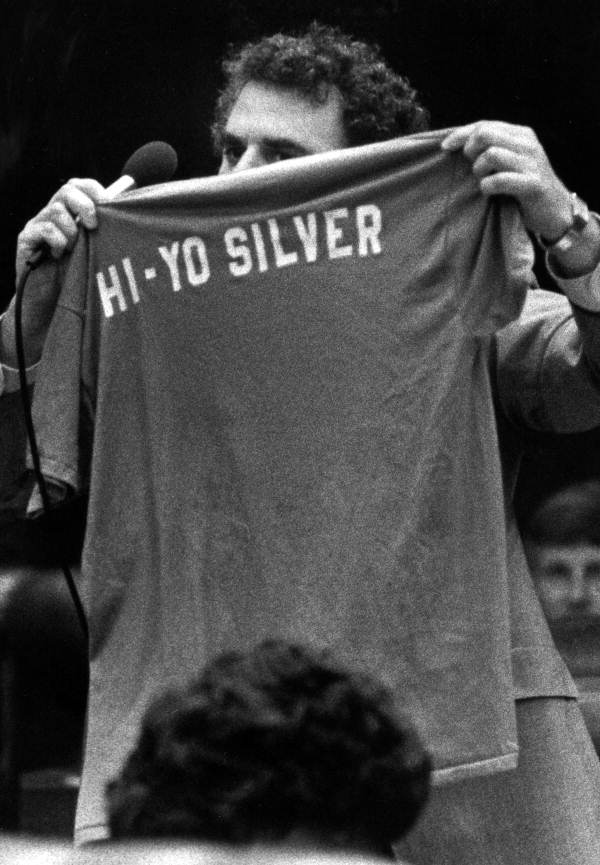 Rep. Ron Silver, D-North Miami Beach, showing off his new T-shirt given to him by the 5th grade students at Miami's Highland Oaks Elementary School - Tallahassee, Florida.