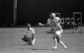 FSU football head coach Bobby Bowden with a punter in Tallahassee, Florida.
