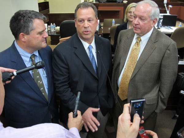 Former House Speaker Ray Sansom speaking to reporters after conspiracy and grand theft charges against him were dropped.