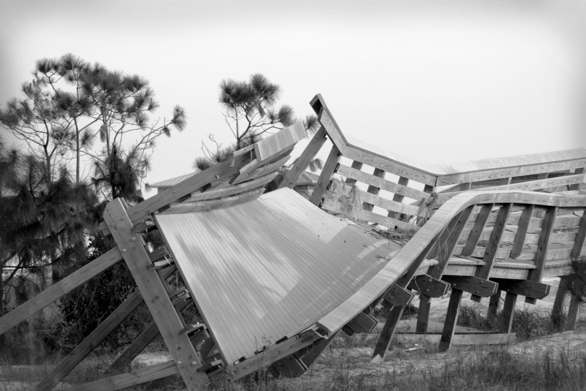 Boardwalk damaged by Hurricane Ivan - Navarre Beach, Florida.