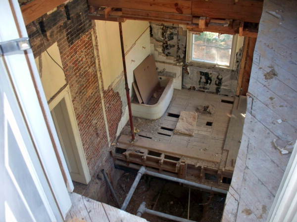 Interior view showing restoration work of the historic Call-Collins House museum at The Grove in Tallahassee, Florida.