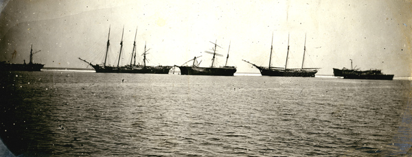 Ships blown ashore on Dog Island by 1899 hurricane.
