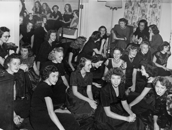 Nancy Tribble (later Benda) at Alpha Xi Delta Sorority rush party at FSU.