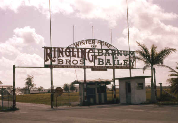 Entrance to the abandoned winter home of Ringling Brothers Barnum and Bailey Combined Shows in Sarasota.