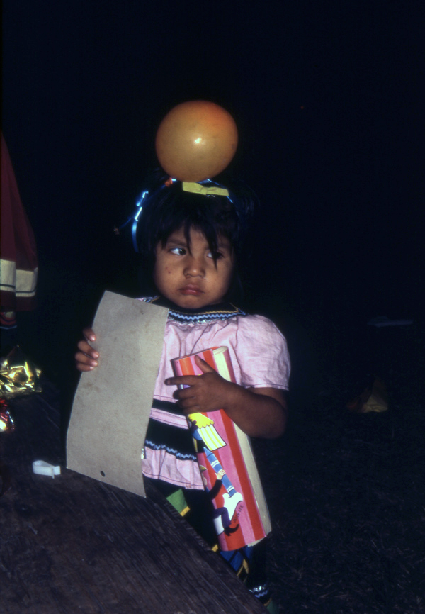 Seminole child at the Christmas celebration at Susie Billie's village in Ft. Myers.