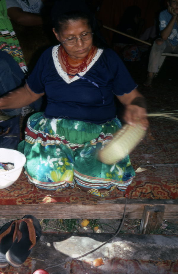 Seminole woman Susie Billie making a basket.