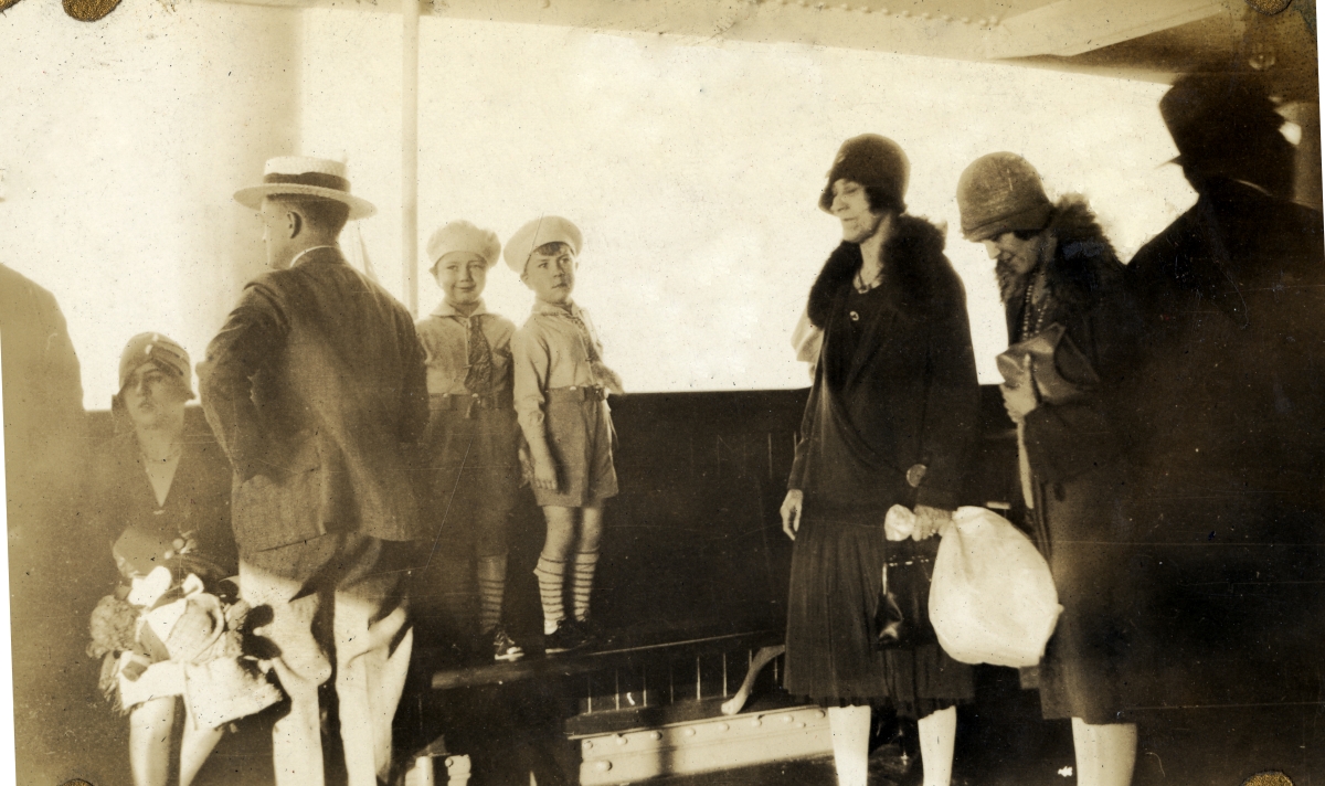 View of Bloyd family members on board a ship to Havana, Cuba during a vacation.