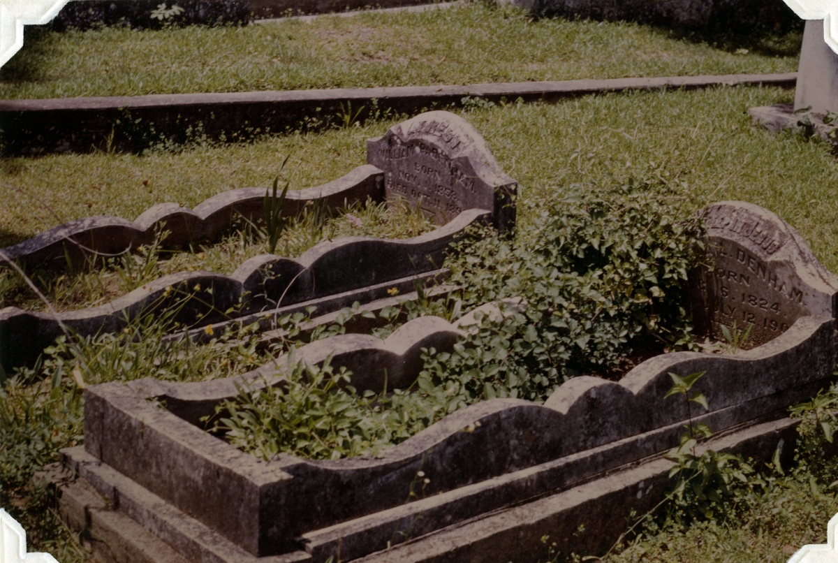 Gravesites for Denham family members at the Old City Cemetery in Tallahassee, Florida.