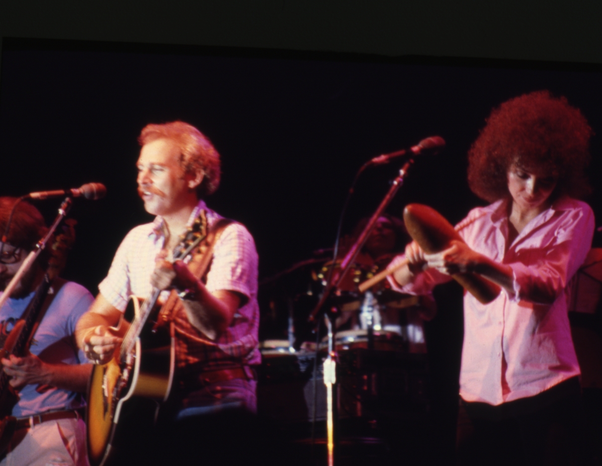 View showing Jimmy Buffett during a performance.