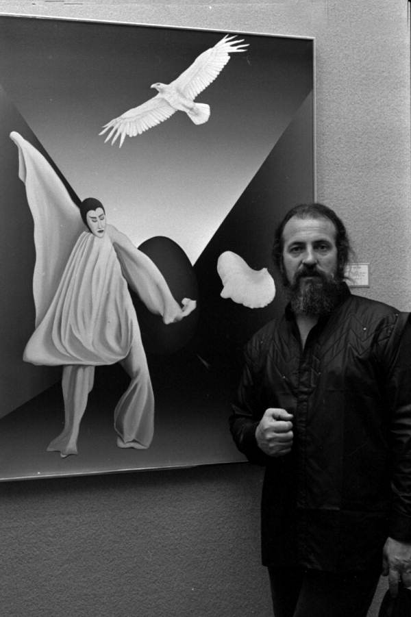 Benini, artist with his artwork - Tallahassee, Florida.